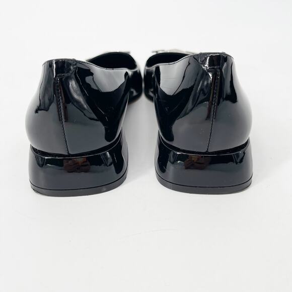 Jimmy Choo Black Patent Leather Ravi Crystal Square Toe Ballerina Pumps IT 38 - Picture 9 of 11